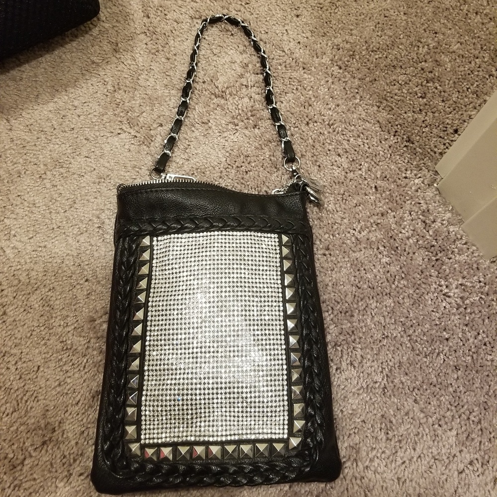 Black & silver satchel/crossbody